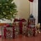 LED Rustic Rattan Christmas Gift Boxes with Pinecones Set